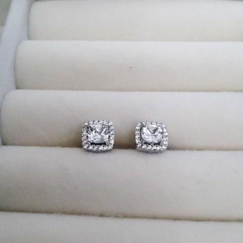 Halo Stud Earrings with Swarovski Elements - Picture 4 of 6